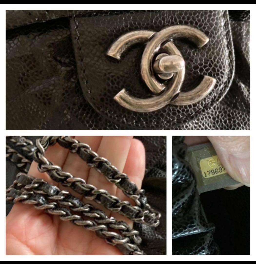 CHANEL ブラック レザー ショルダーバッグ