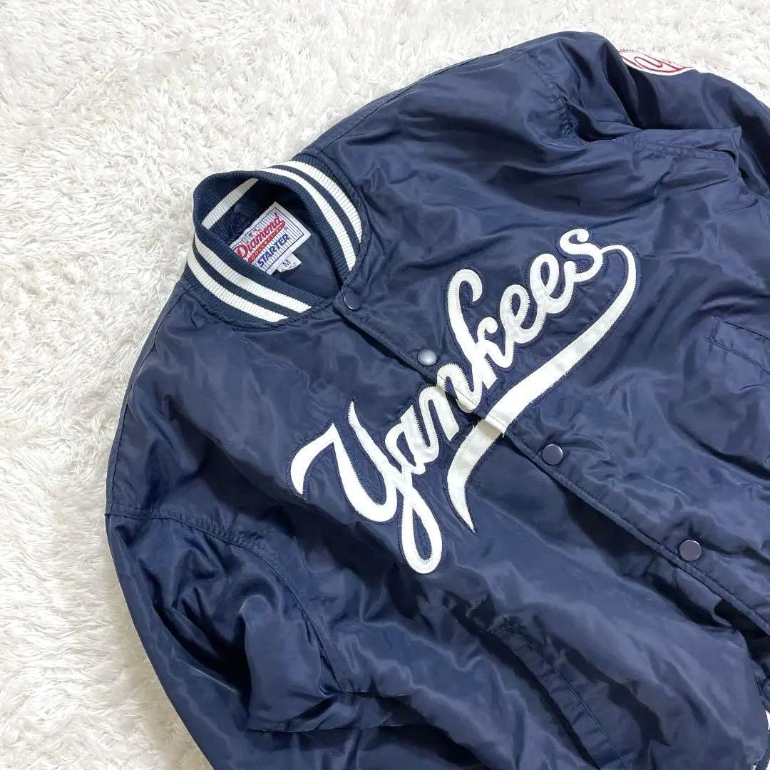 90s スターター NYヤンキース スタジャン 筆記体ロゴ ネイビー M