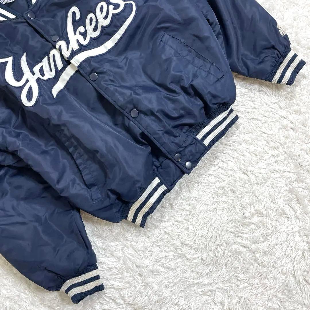 90s スターター NYヤンキース スタジャン 筆記体ロゴ ネイビー M