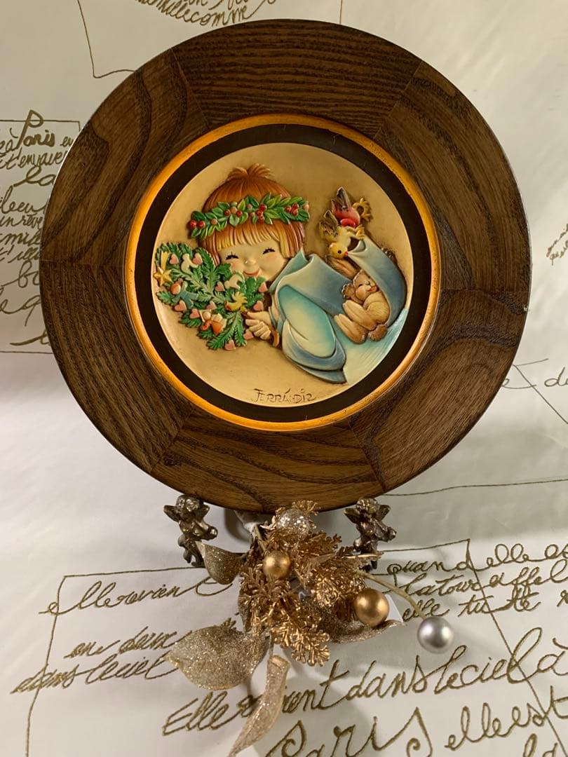 アンリ人形　ビンテージ1977年クリスマス木製プレート！可愛い過ぎます！