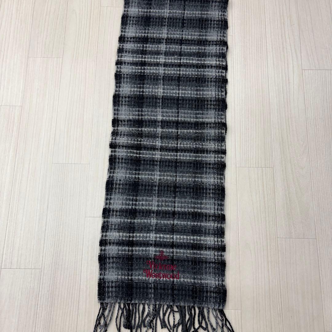 ☆ ヴィヴィアンウエストウッド ウール ロゴ ワッフル マフラー オーブ