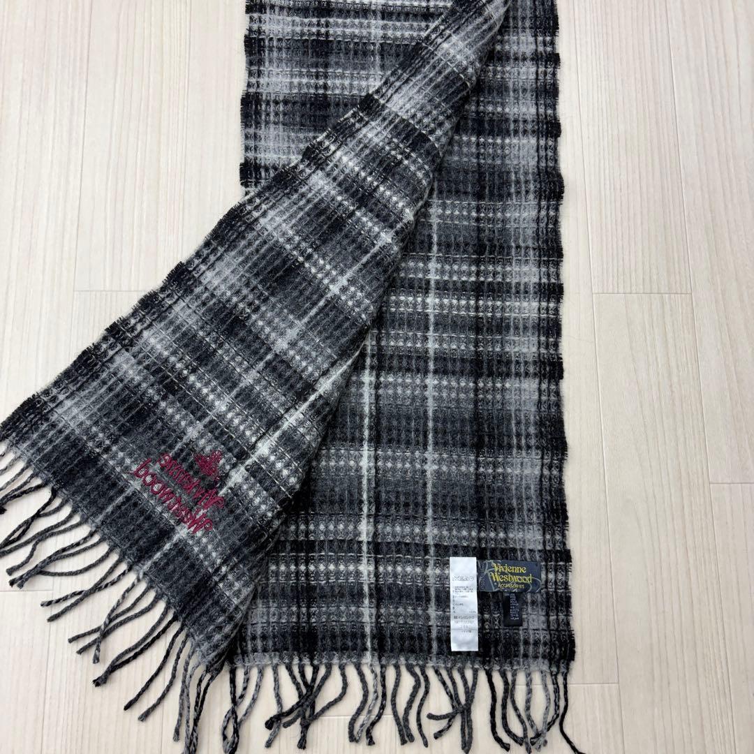 ☆ ヴィヴィアンウエストウッド ウール ロゴ ワッフル マフラー オーブ