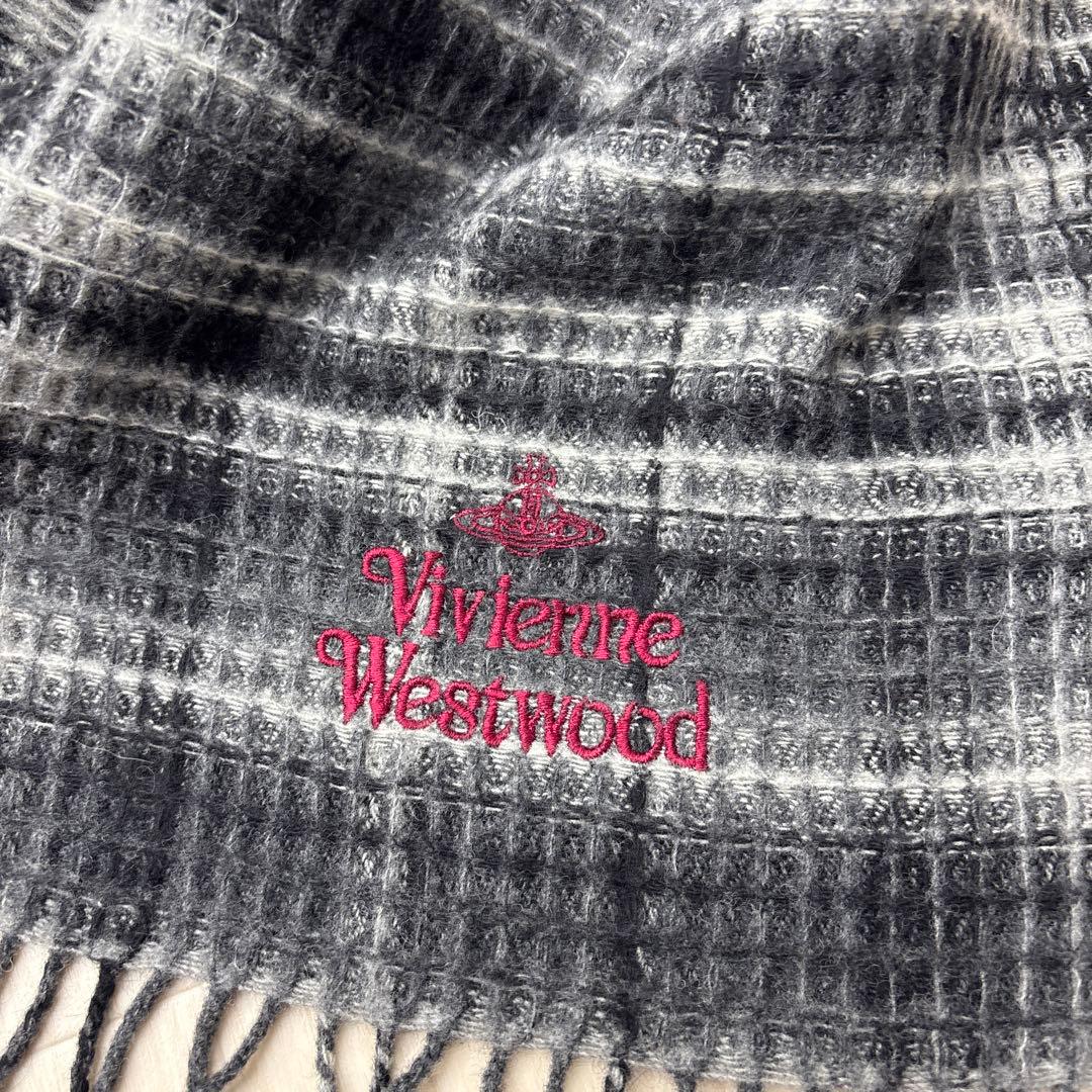 ☆ ヴィヴィアンウエストウッド ウール ロゴ ワッフル マフラー オーブ