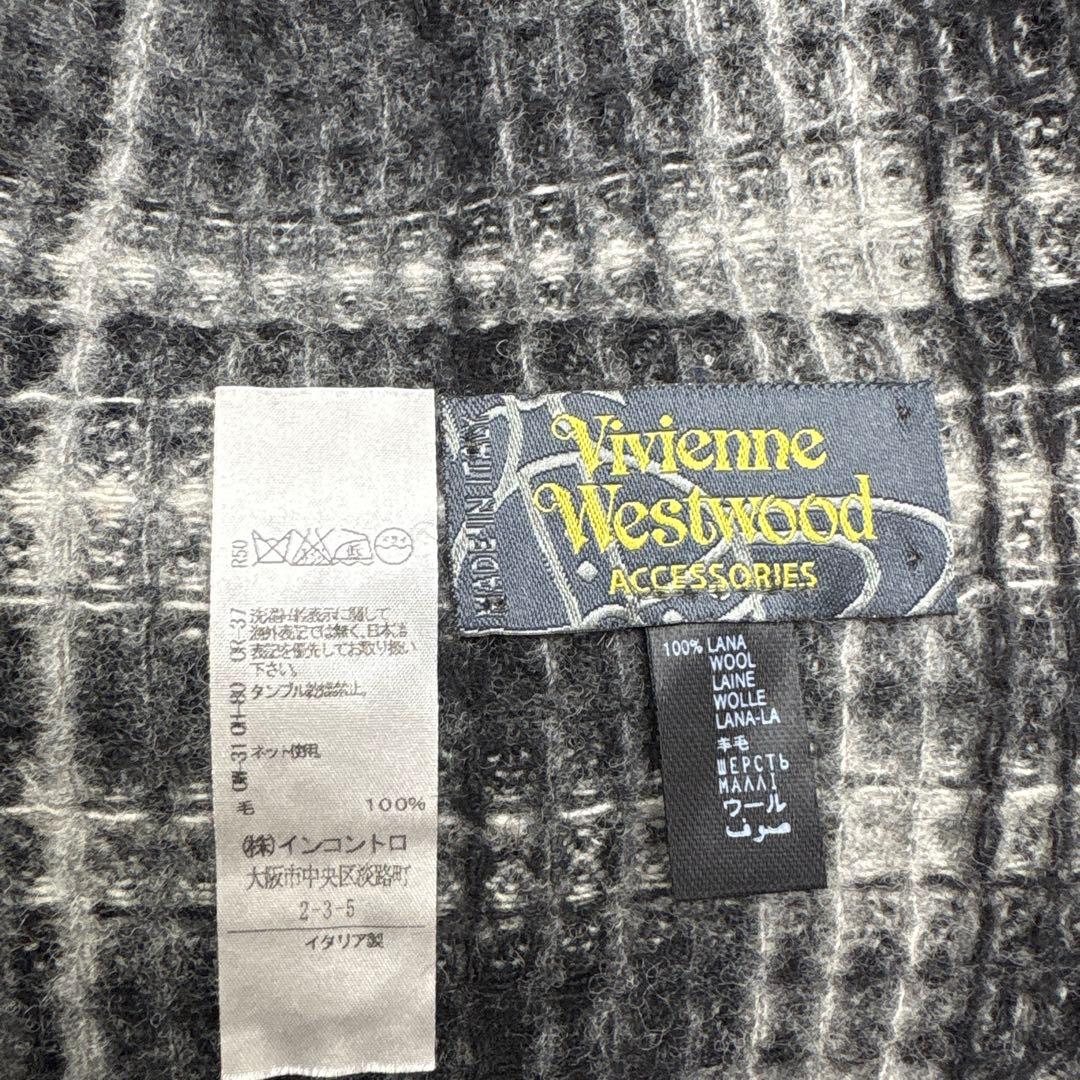 ☆ ヴィヴィアンウエストウッド ウール ロゴ ワッフル マフラー オーブ