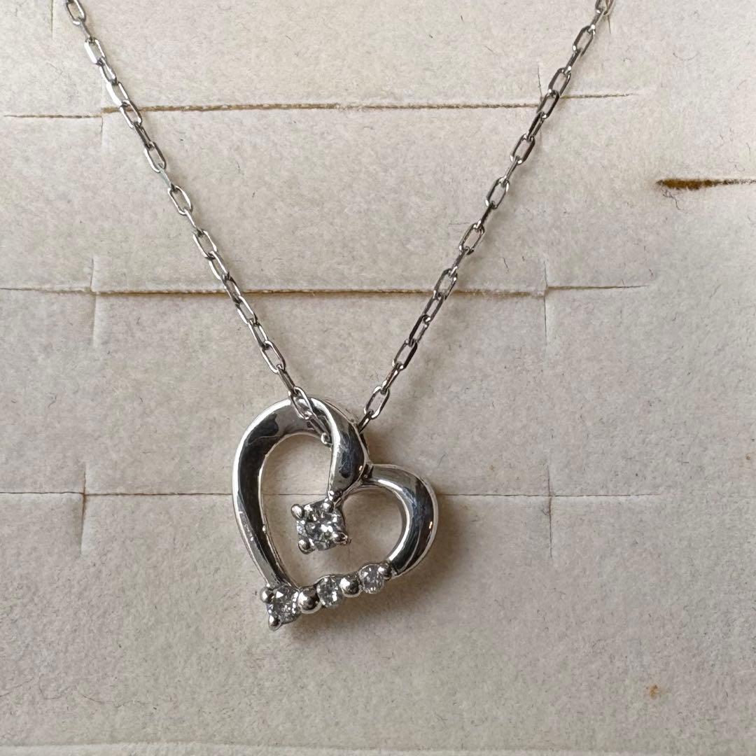 4°C k10 ダイヤモンドネックレス ハート