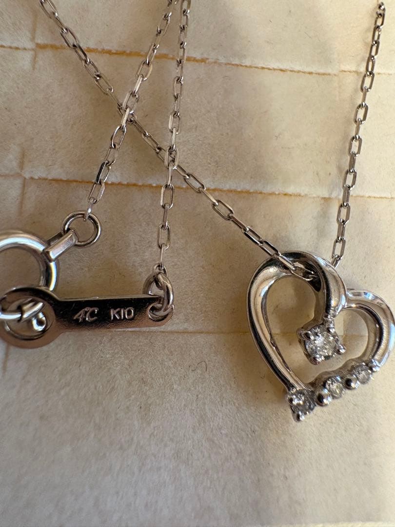 4°C k10 ダイヤモンドネックレス ハート