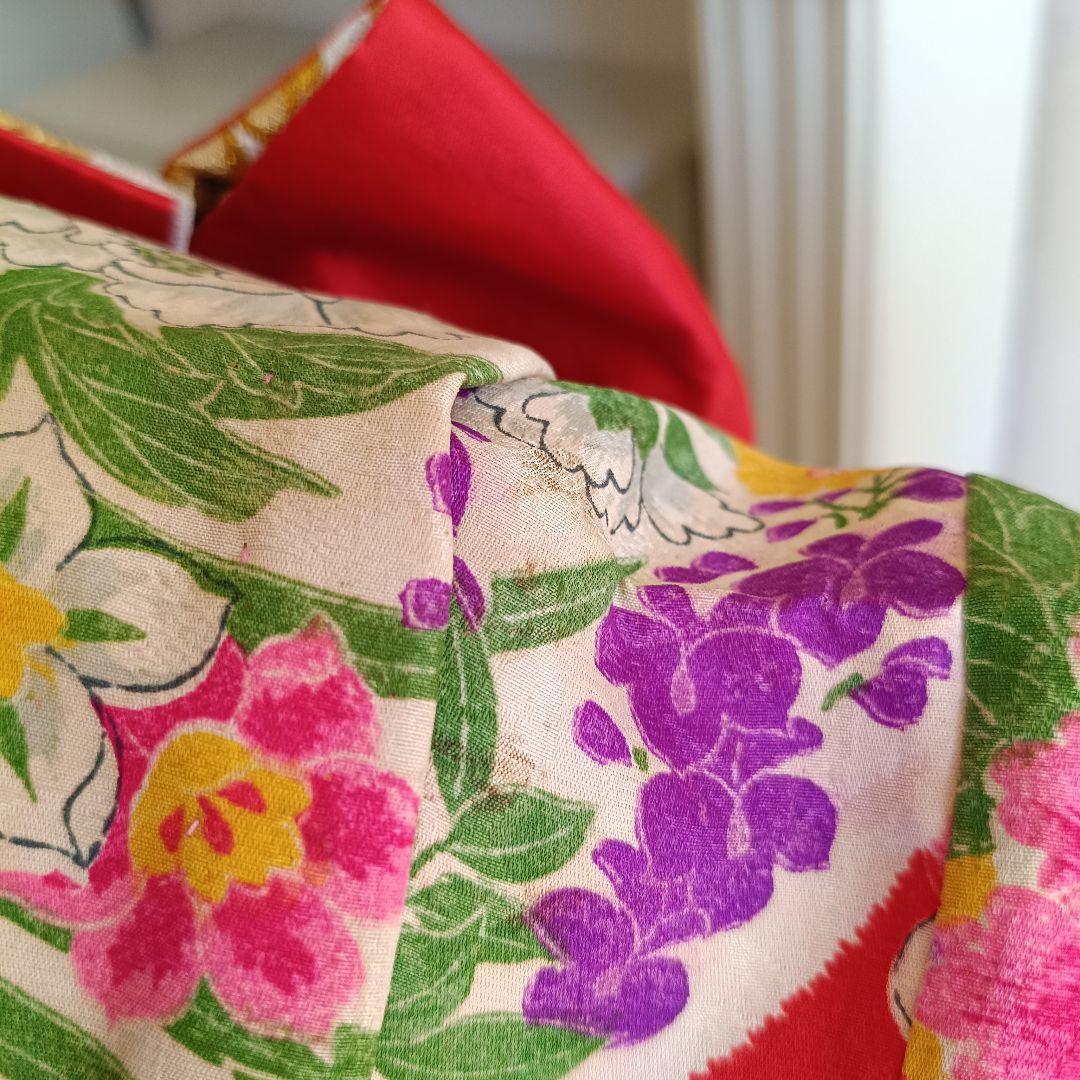 アンティークカラフル模様の着物と作り帯☆七五三セット