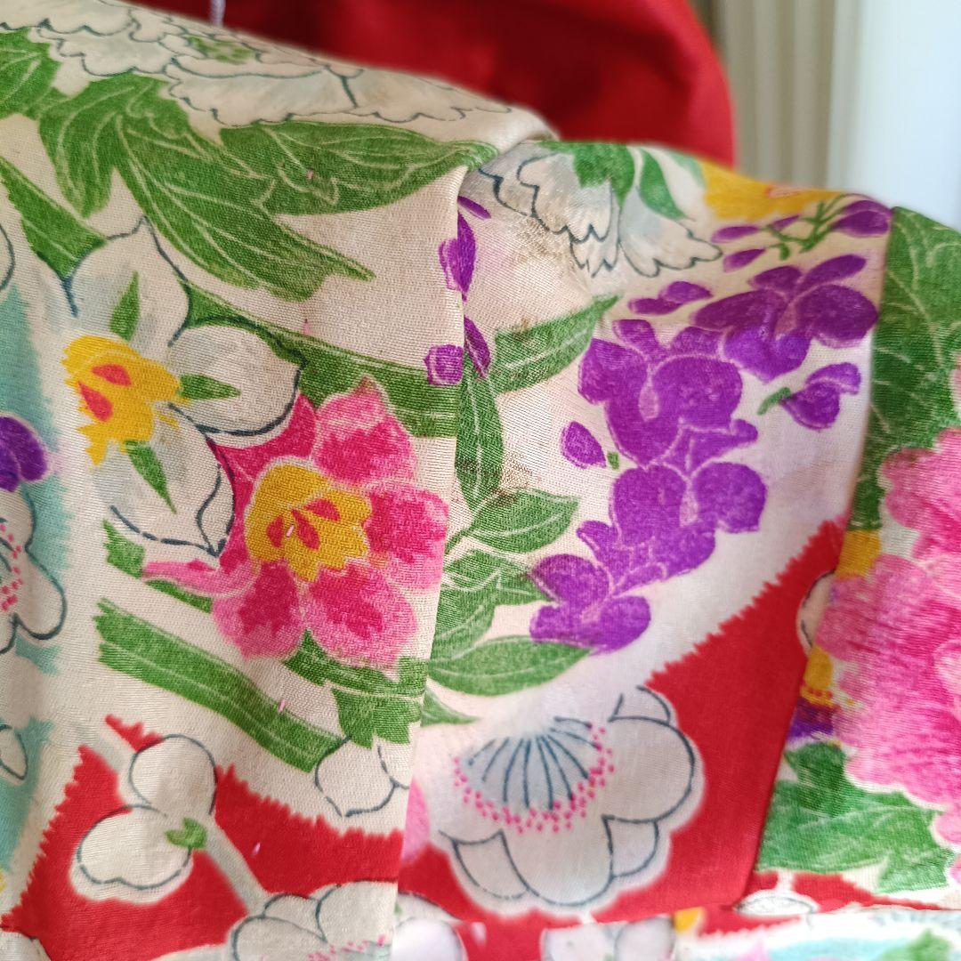 アンティークカラフル模様の着物と作り帯☆七五三セット