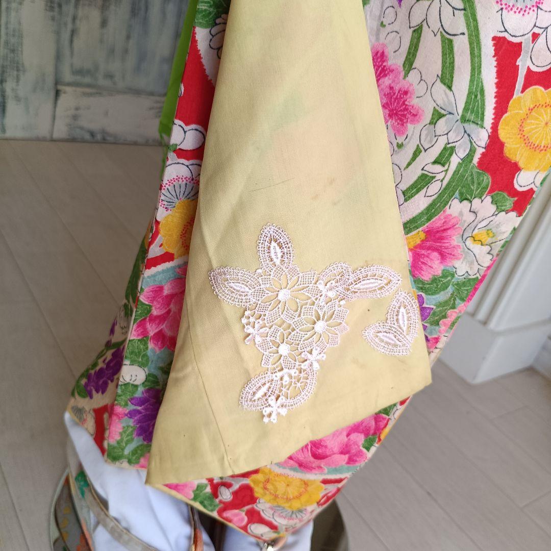 アンティークカラフル模様の着物と作り帯☆七五三セット