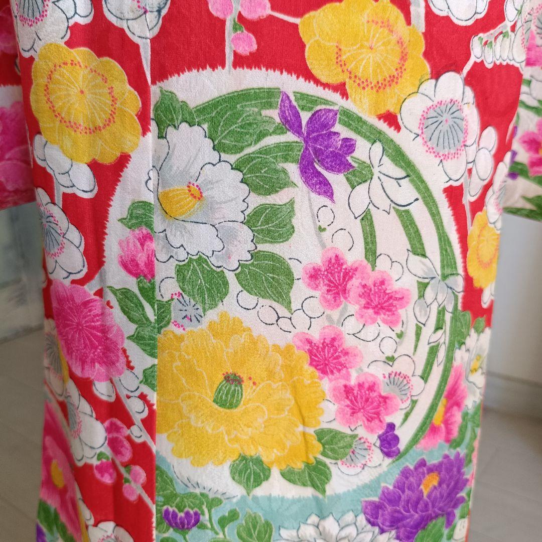 アンティークカラフル模様の着物と作り帯☆七五三セット