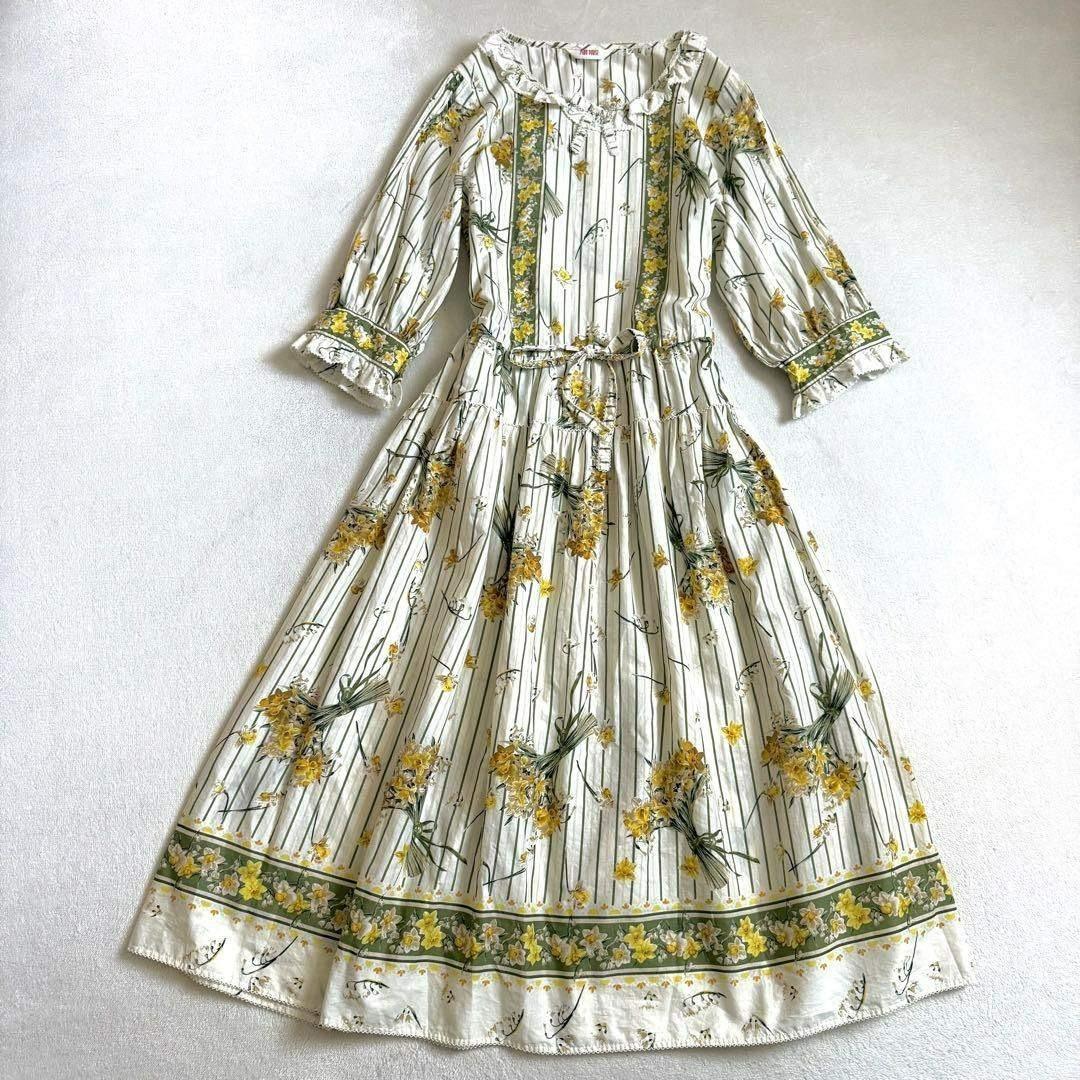 【極美品】PINK HOUSE スイセンプリントミディワンピース 2024