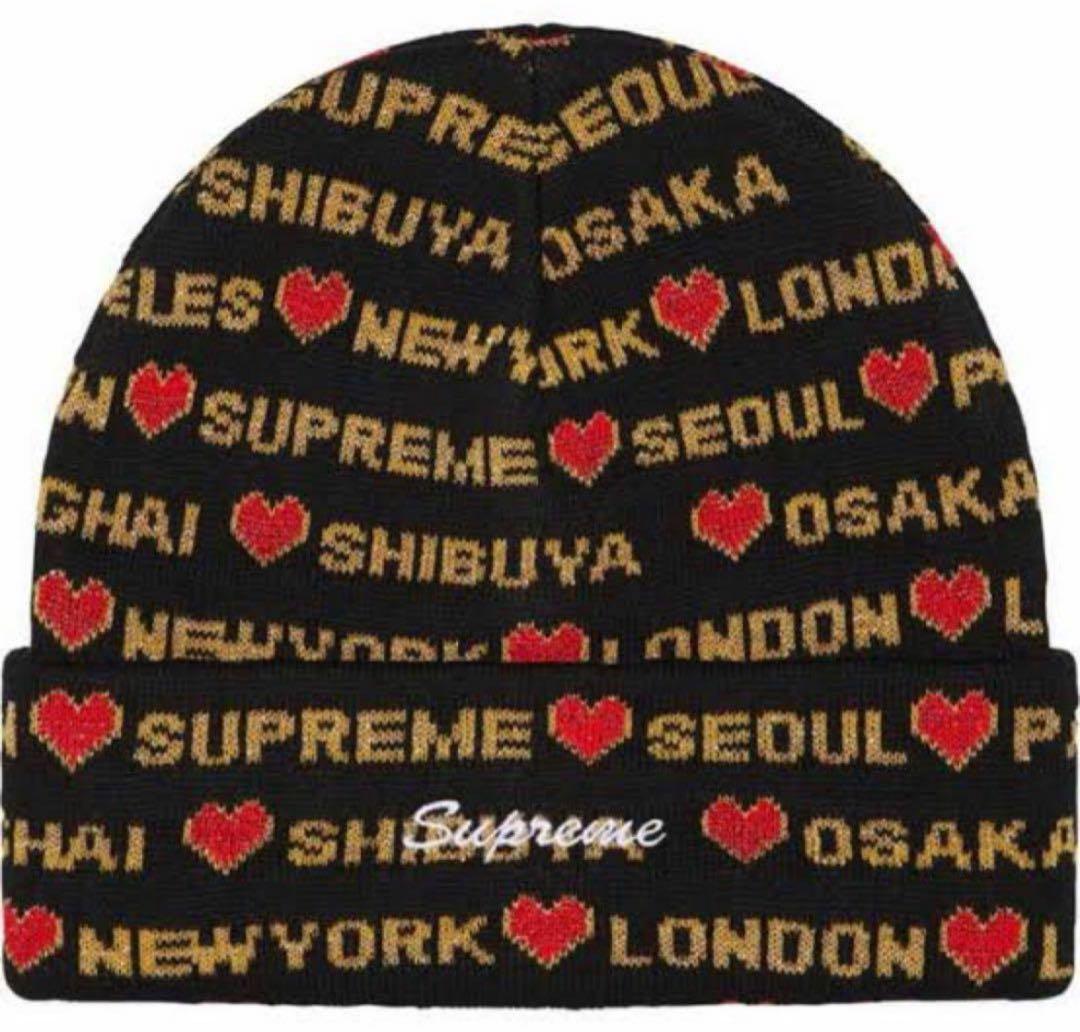 SUPREME ハートビーニー黒