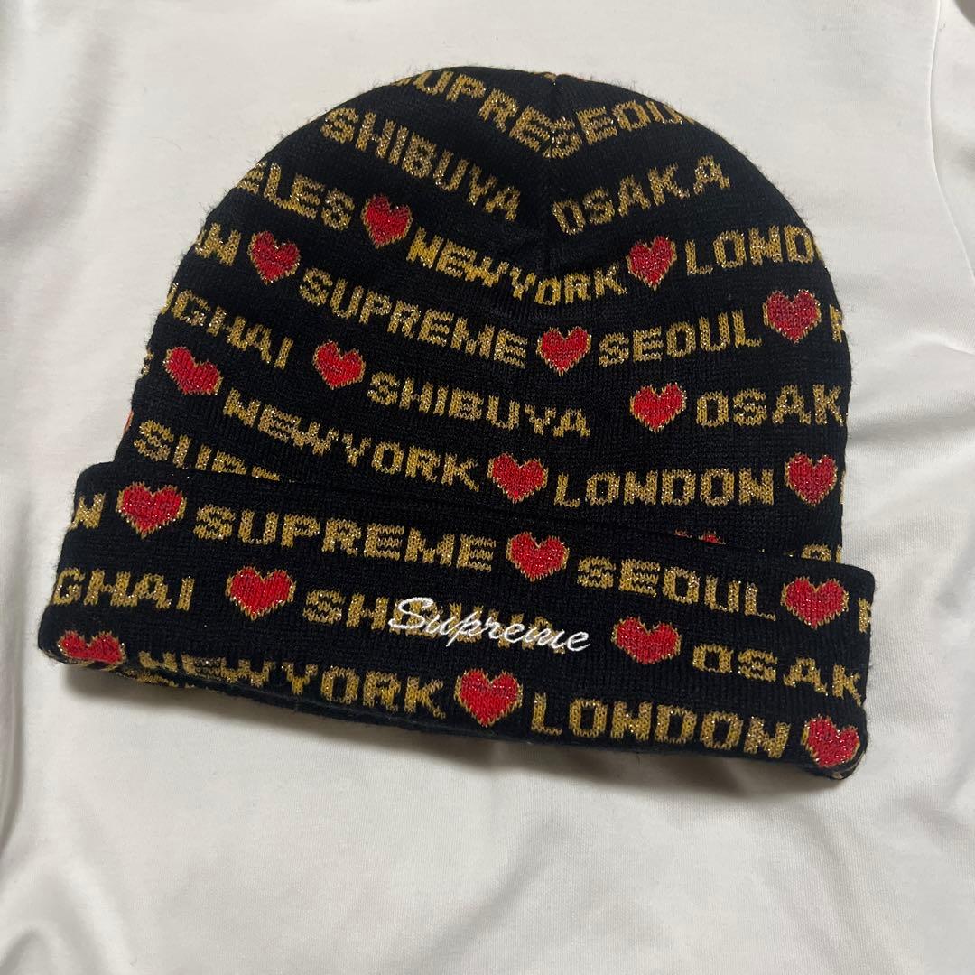 SUPREME ハートビーニー黒
