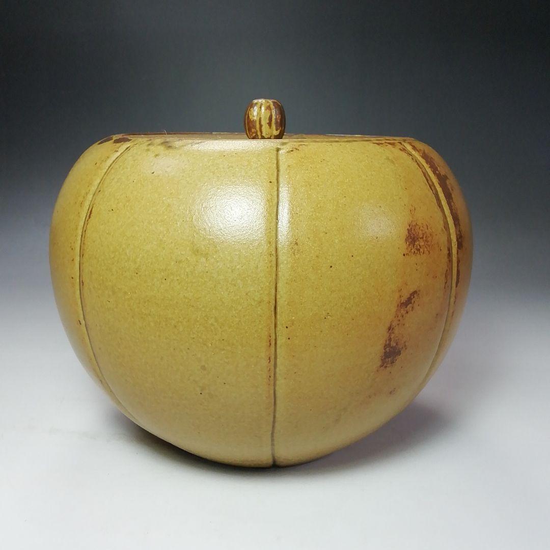 Ｓ６８０　水指　『高麗柿天目陽刻阿古陀形』『李殷九』　共箱　茶道具