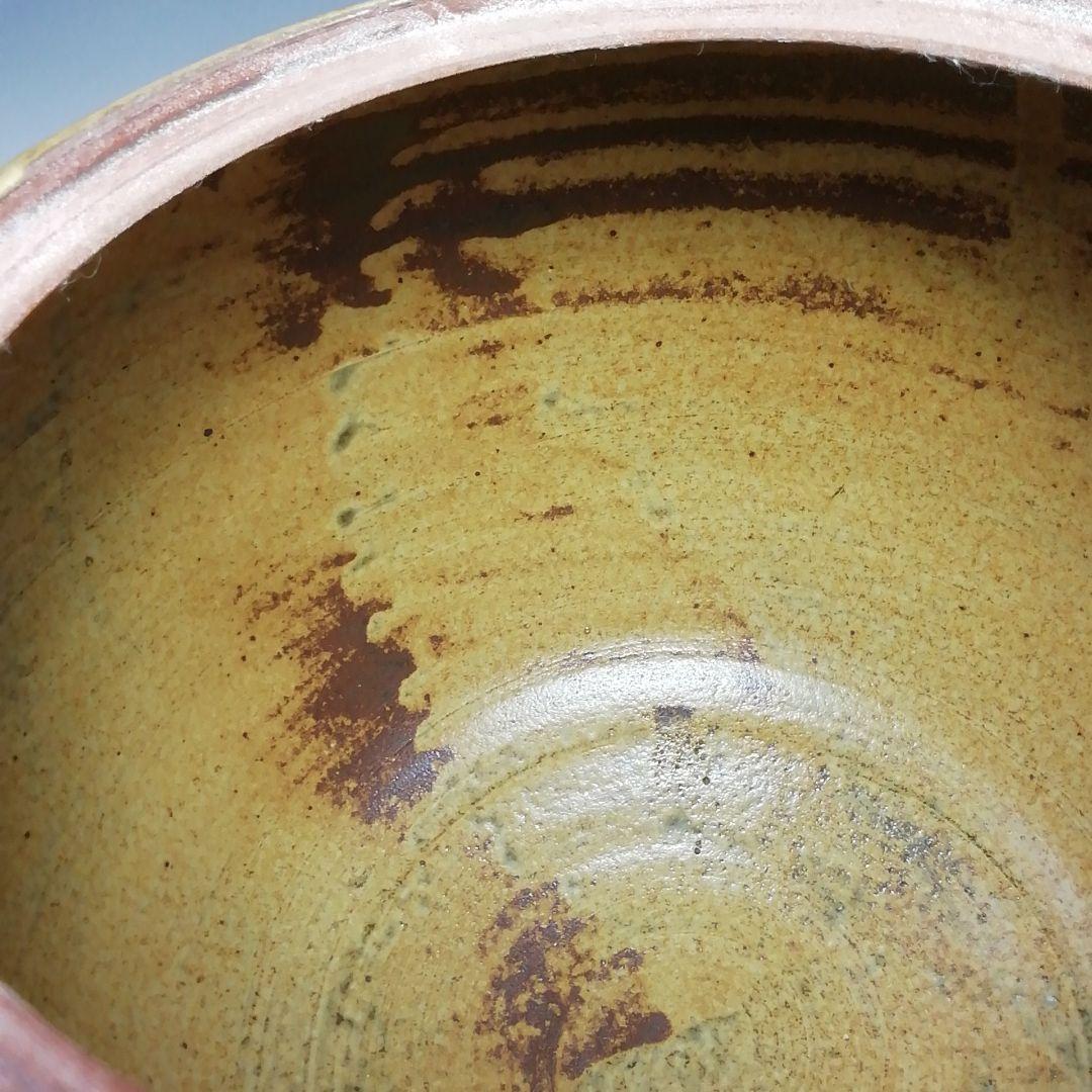 Ｓ６８０　水指　『高麗柿天目陽刻阿古陀形』『李殷九』　共箱　茶道具