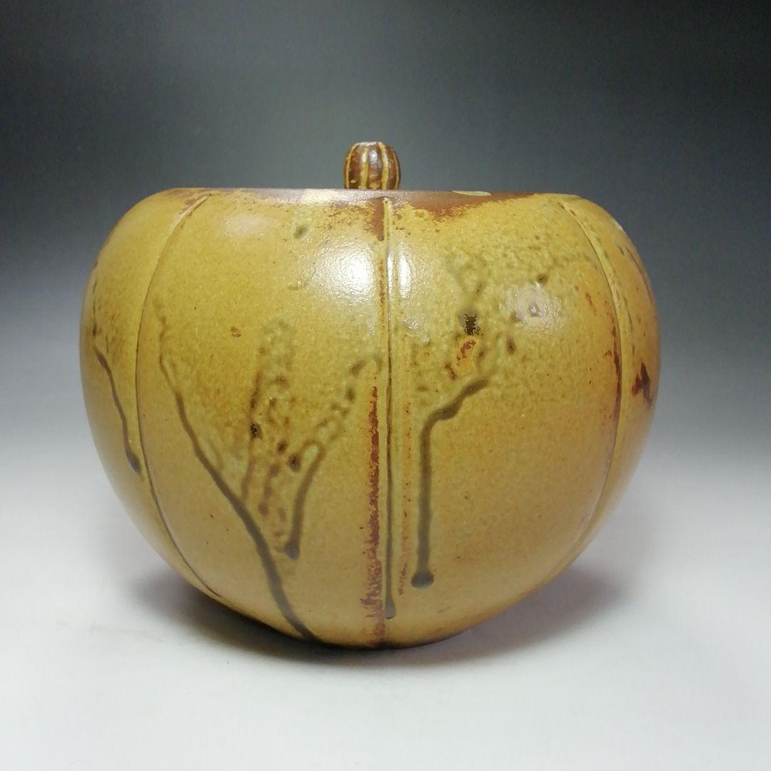 Ｓ６８０　水指　『高麗柿天目陽刻阿古陀形』『李殷九』　共箱　茶道具