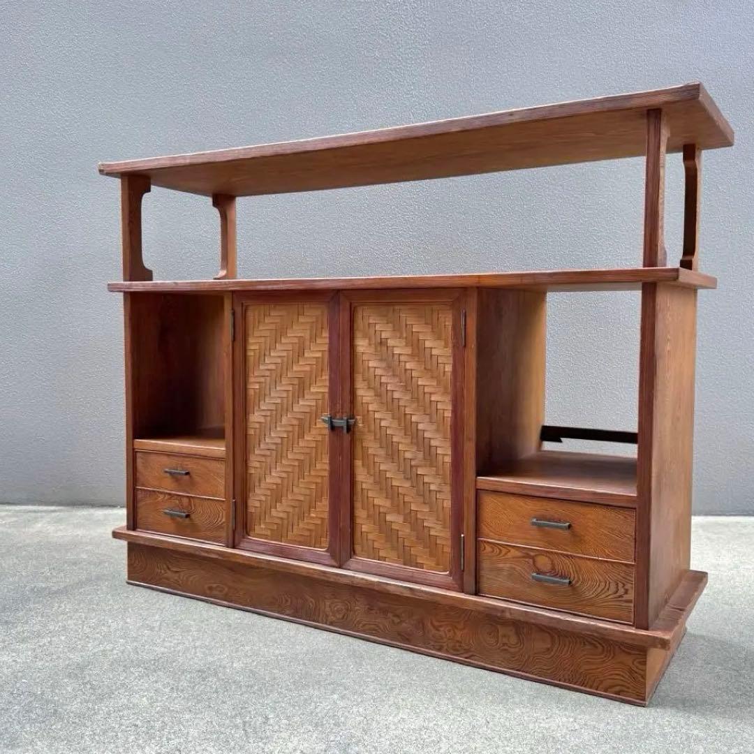 昭和レトロ アンティーク 屋久杉 サイドボード キャビネット 戸棚 民芸家具