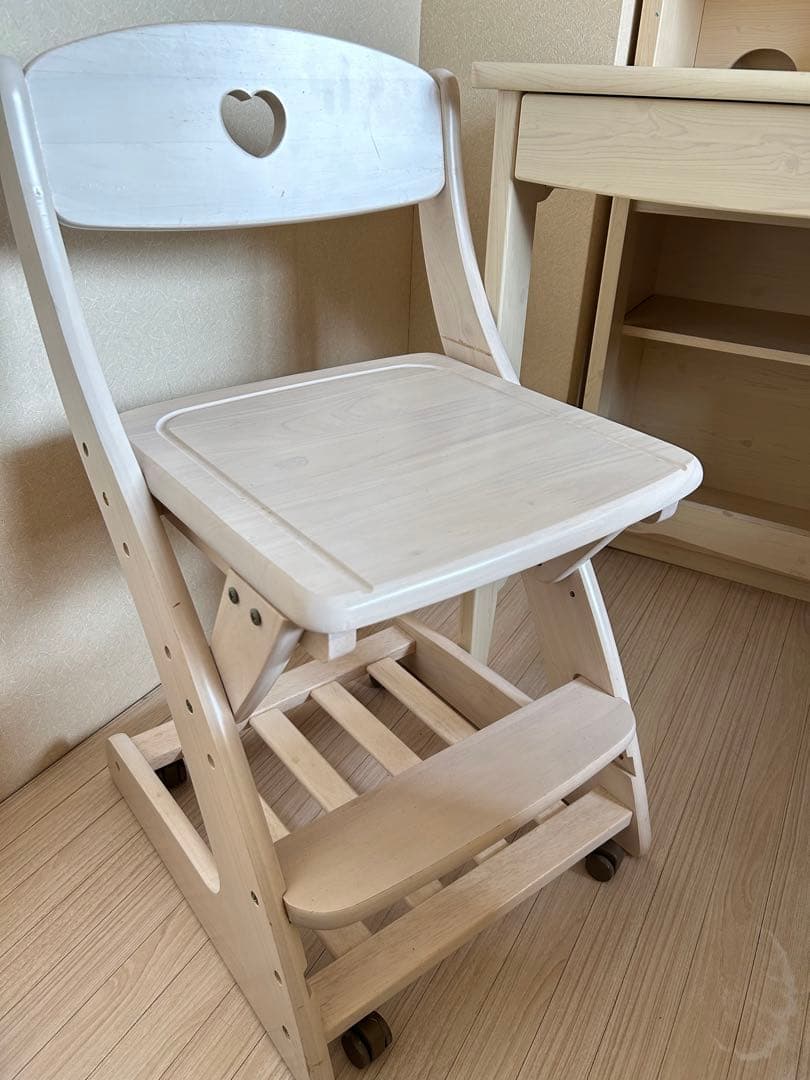 値段交渉可　直接引取限定　木製　学習机　デスク チェスト　チェア　椅子　ホワイト