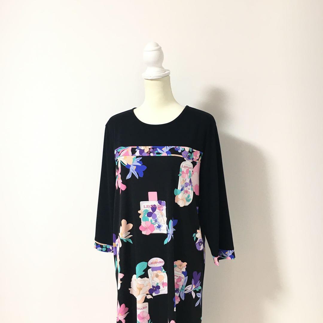 近年美品　LEONARD レオナール　ストレッチ　ワンピース　44