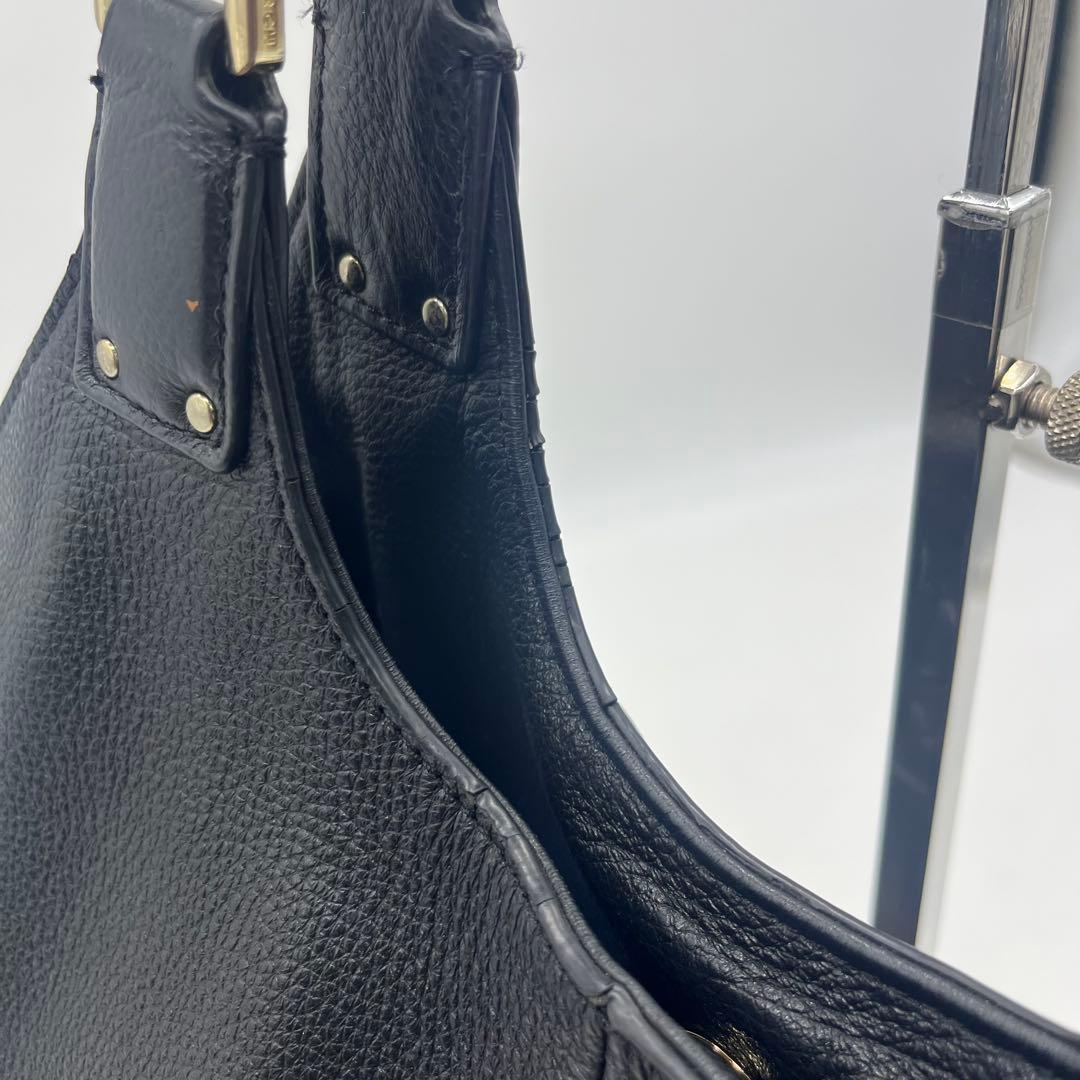 トリーバーチ トートバックハンドバッグ レザー ビッグロゴ タッセル シボ 黒