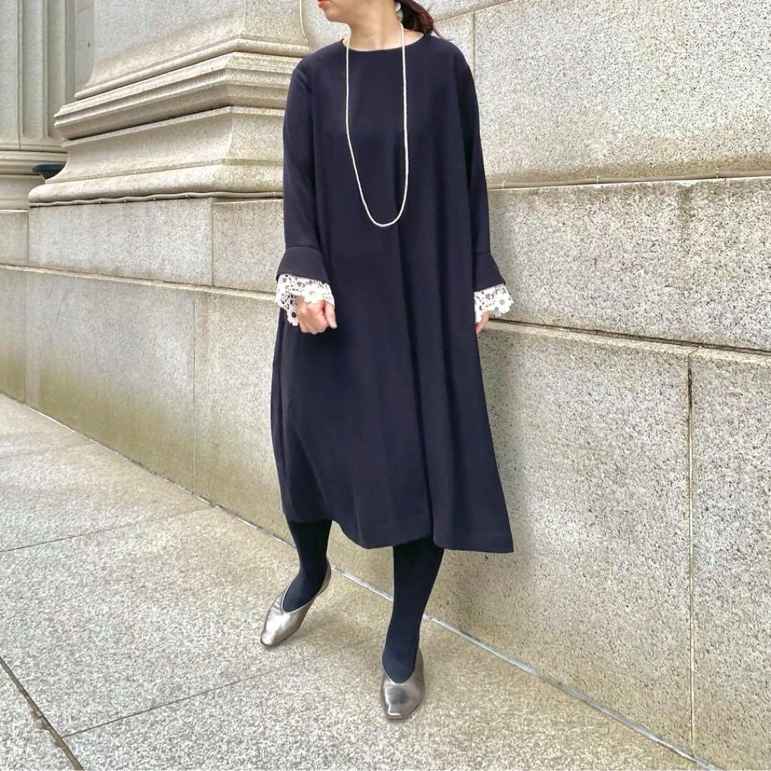 ビアズリー 袖口レースワンピース