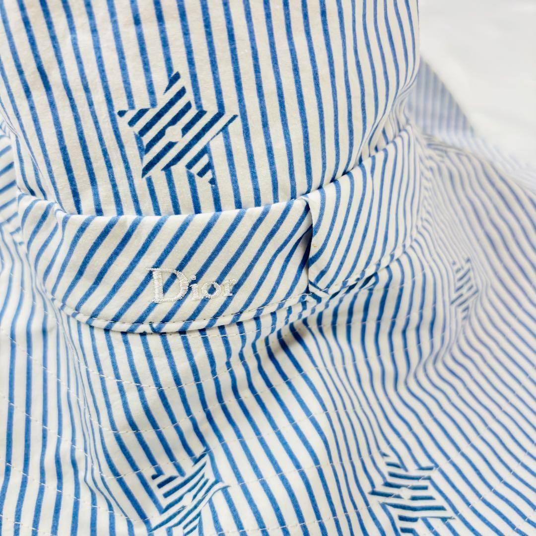 タグ付き 美品 DIOR 星 バケットハット 女優帽 コットン 青