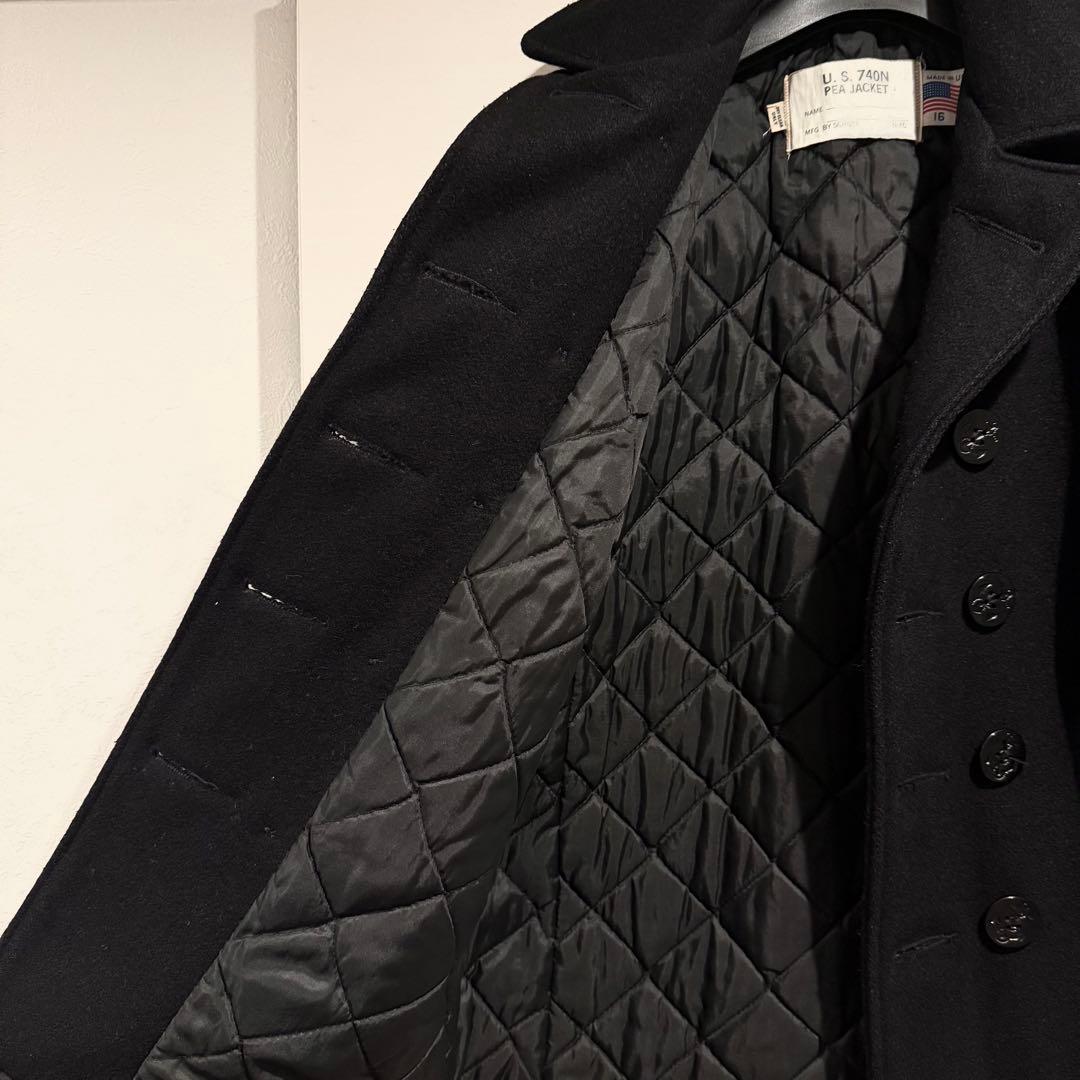 人気‼️Schott Pコートショット USA製 M 黒 ウール キルティング