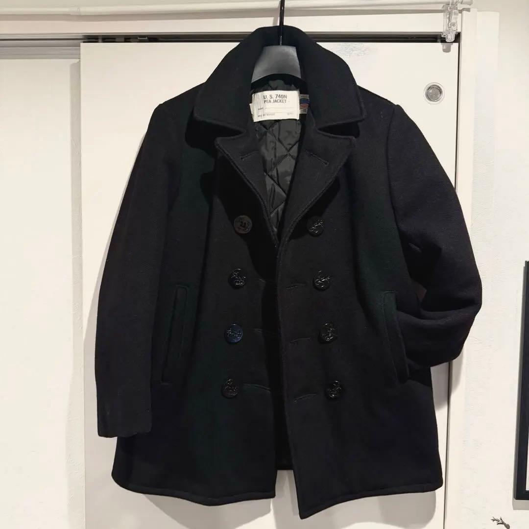 人気‼️Schott Pコートショット USA製 M 黒 ウール キルティング