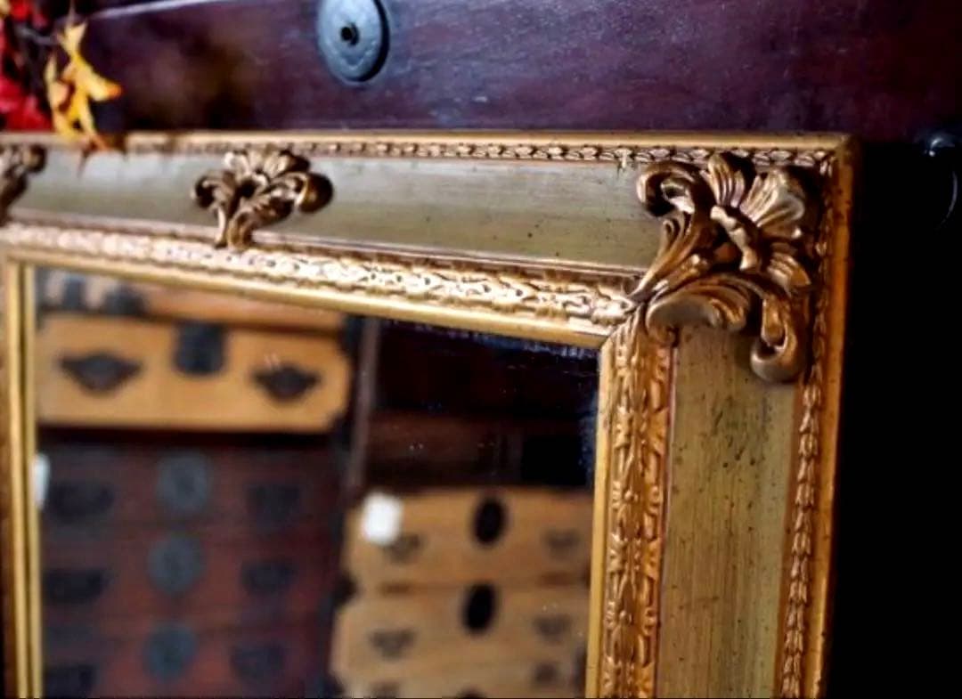 50’s-60’s 英国製ヴィンテージ 装飾的な金色のスタンドミラー UK 姿鏡