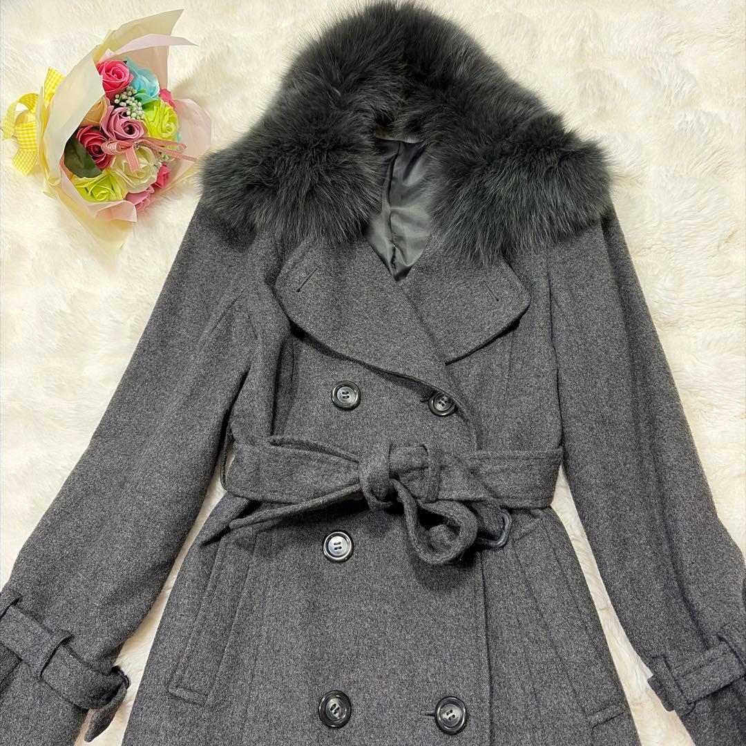 美品 BARNEYS NEWYORK カシミヤ100％ フオックスファー コート