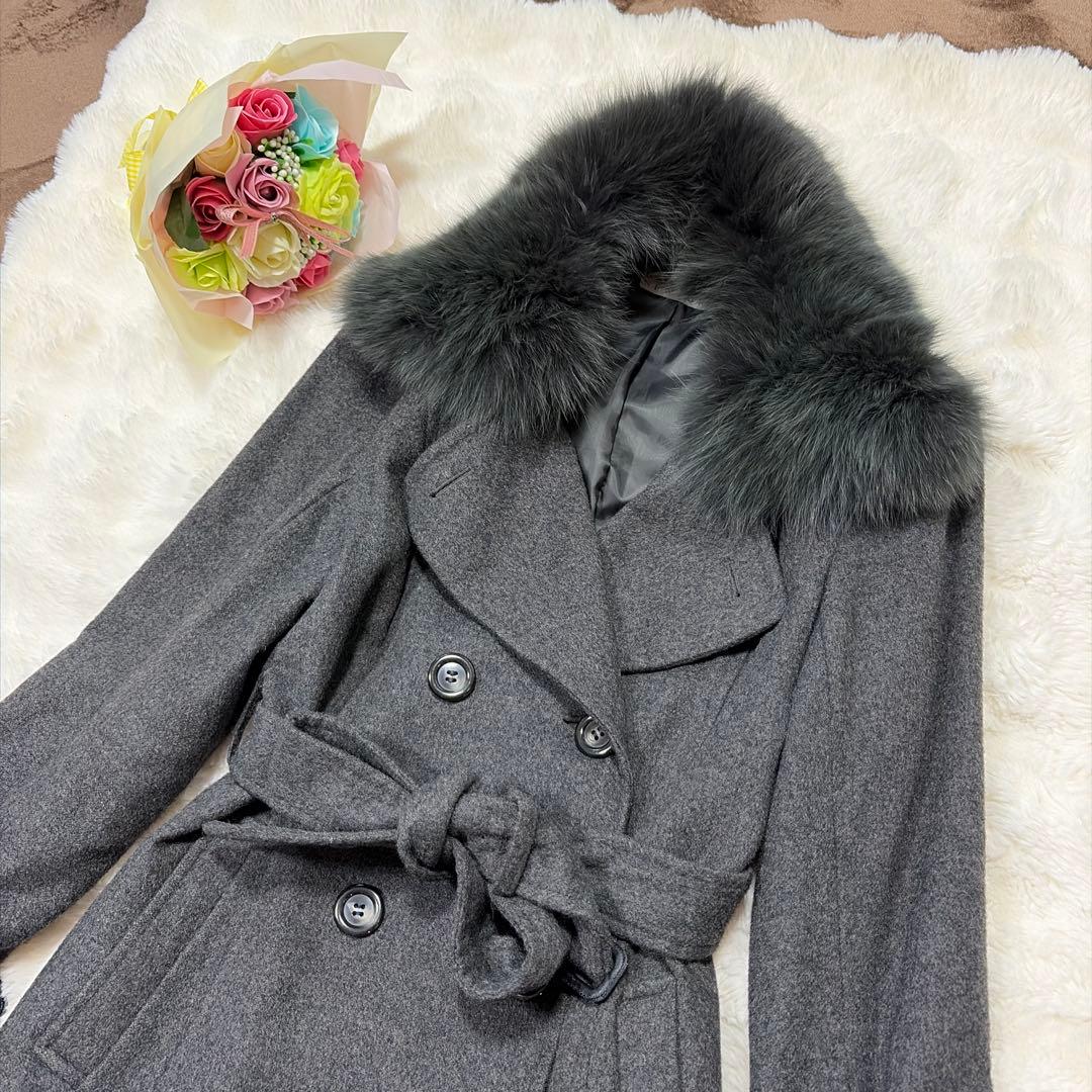 美品 BARNEYS NEWYORK カシミヤ100％ フオックスファー コート