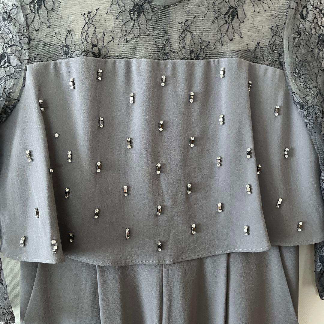 ダイアグラム　オールインワンドレス　刺繍ワイドサロペット　グレー　Diagram