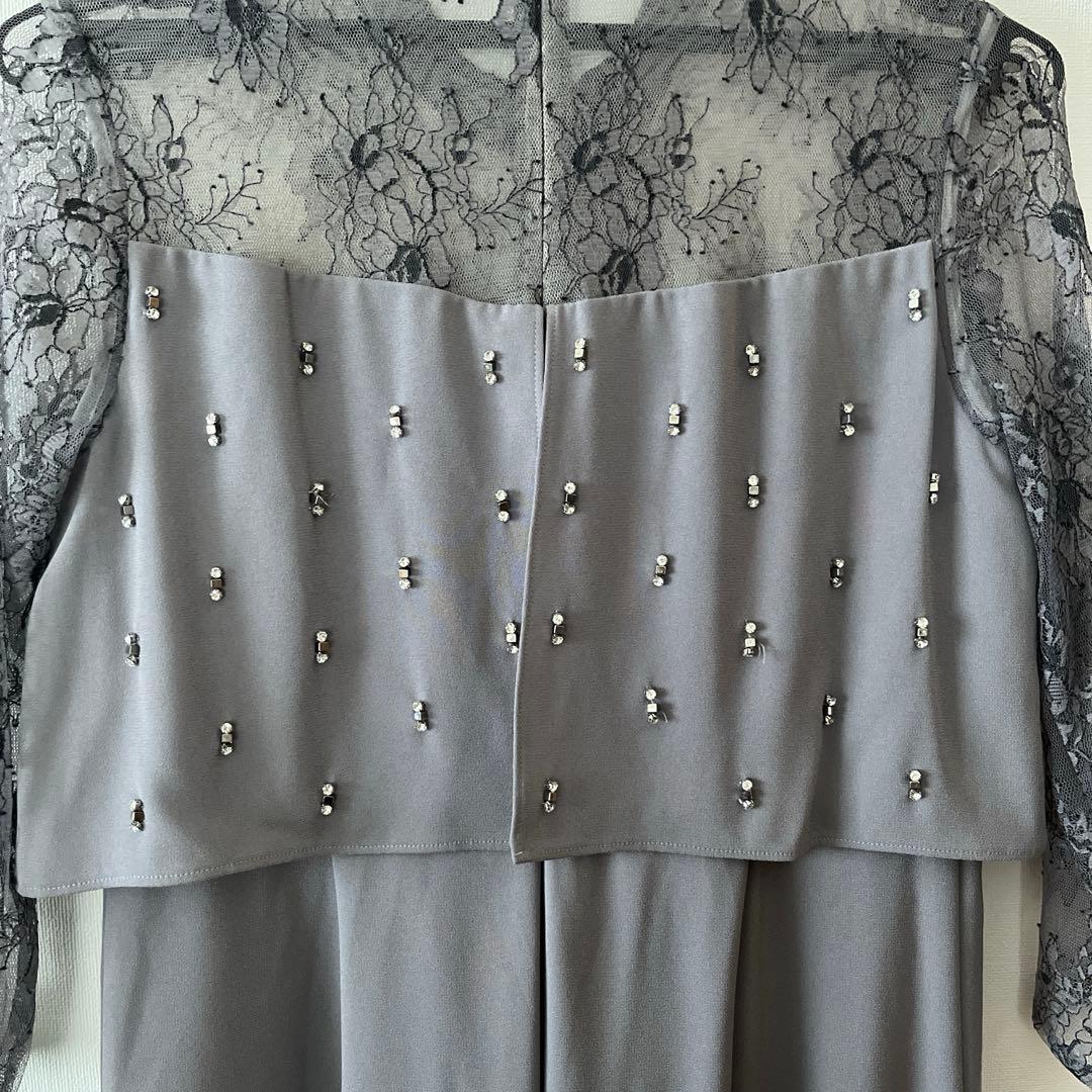 ダイアグラム　オールインワンドレス　刺繍ワイドサロペット　グレー　Diagram