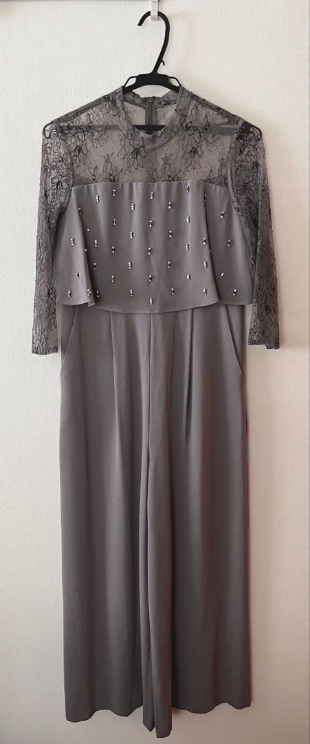 ダイアグラム　オールインワンドレス　刺繍ワイドサロペット　グレー　Diagram