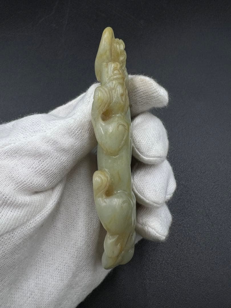 水芙蓉樣專用 玉佩 玉製品 雕刻 根付 飾り物 中国古美術 重さ約64g