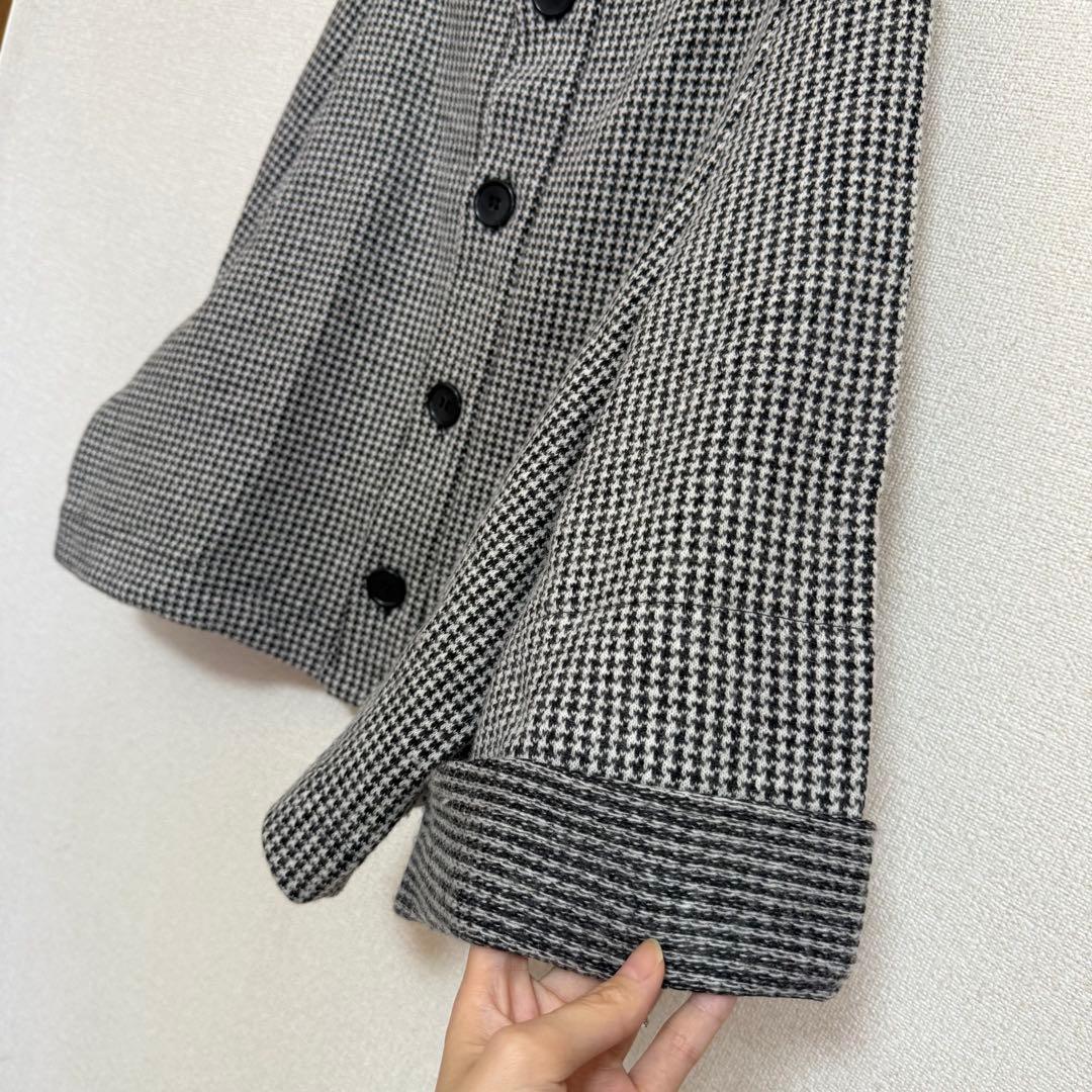 極美品★Y's★2023★ポンチョシルエット★千鳥格子ウールニットカーディガン★