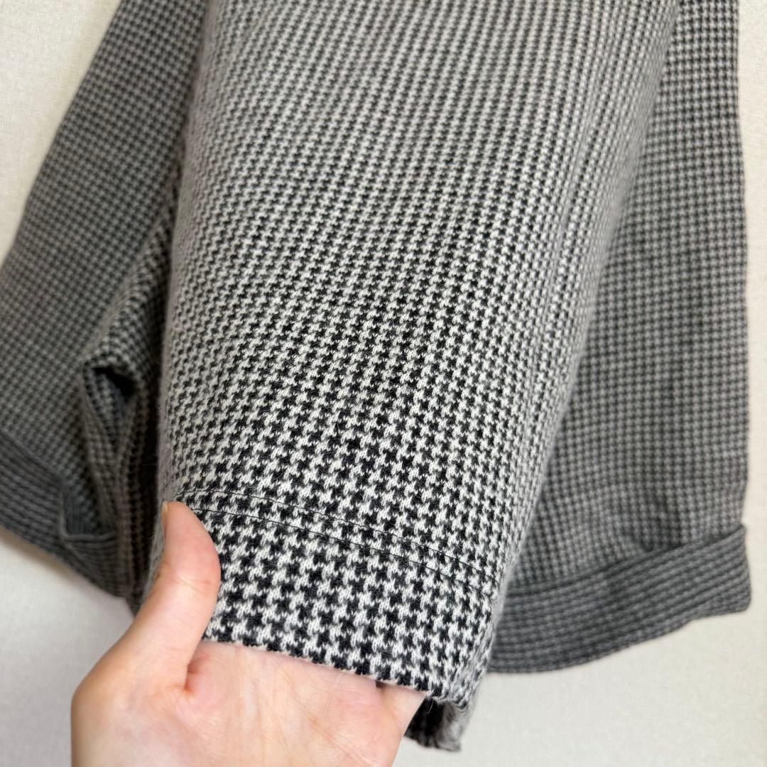 極美品★Y's★2023★ポンチョシルエット★千鳥格子ウールニットカーディガン★