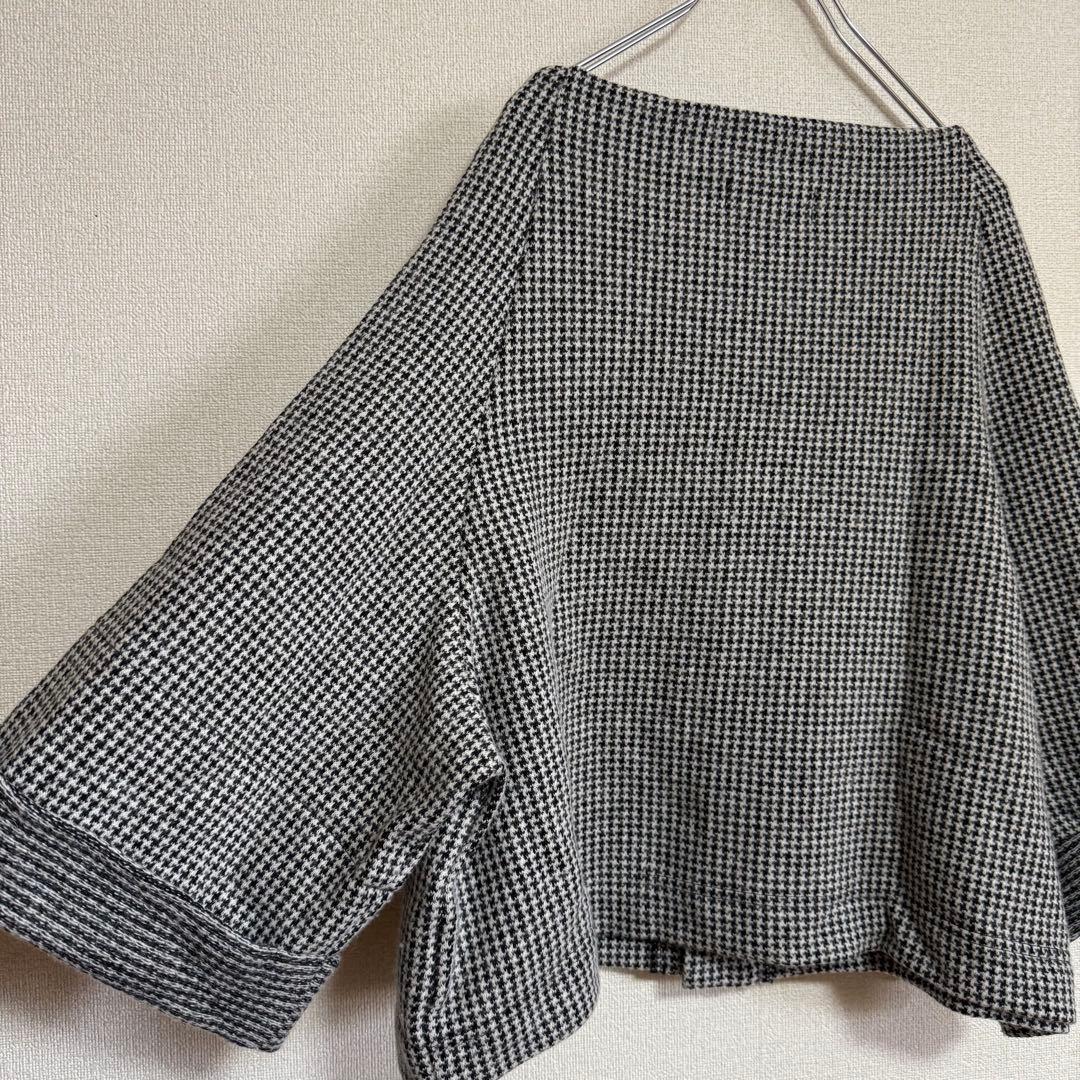 極美品★Y's★2023★ポンチョシルエット★千鳥格子ウールニットカーディガン★