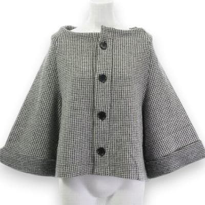 極美品★Y's★2023★ポンチョシルエット★千鳥格子ウールニットカーディガン★