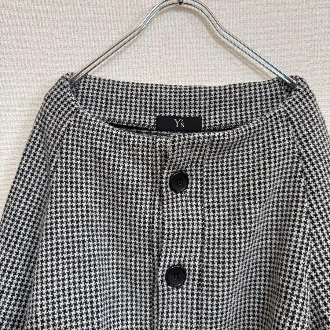 極美品★Y's★2023★ポンチョシルエット★千鳥格子ウールニットカーディガン★