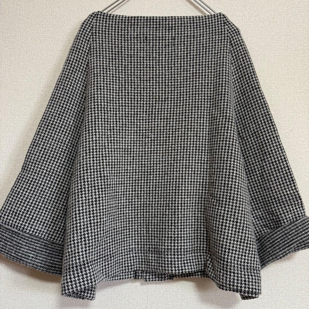 極美品★Y's★2023★ポンチョシルエット★千鳥格子ウールニットカーディガン★