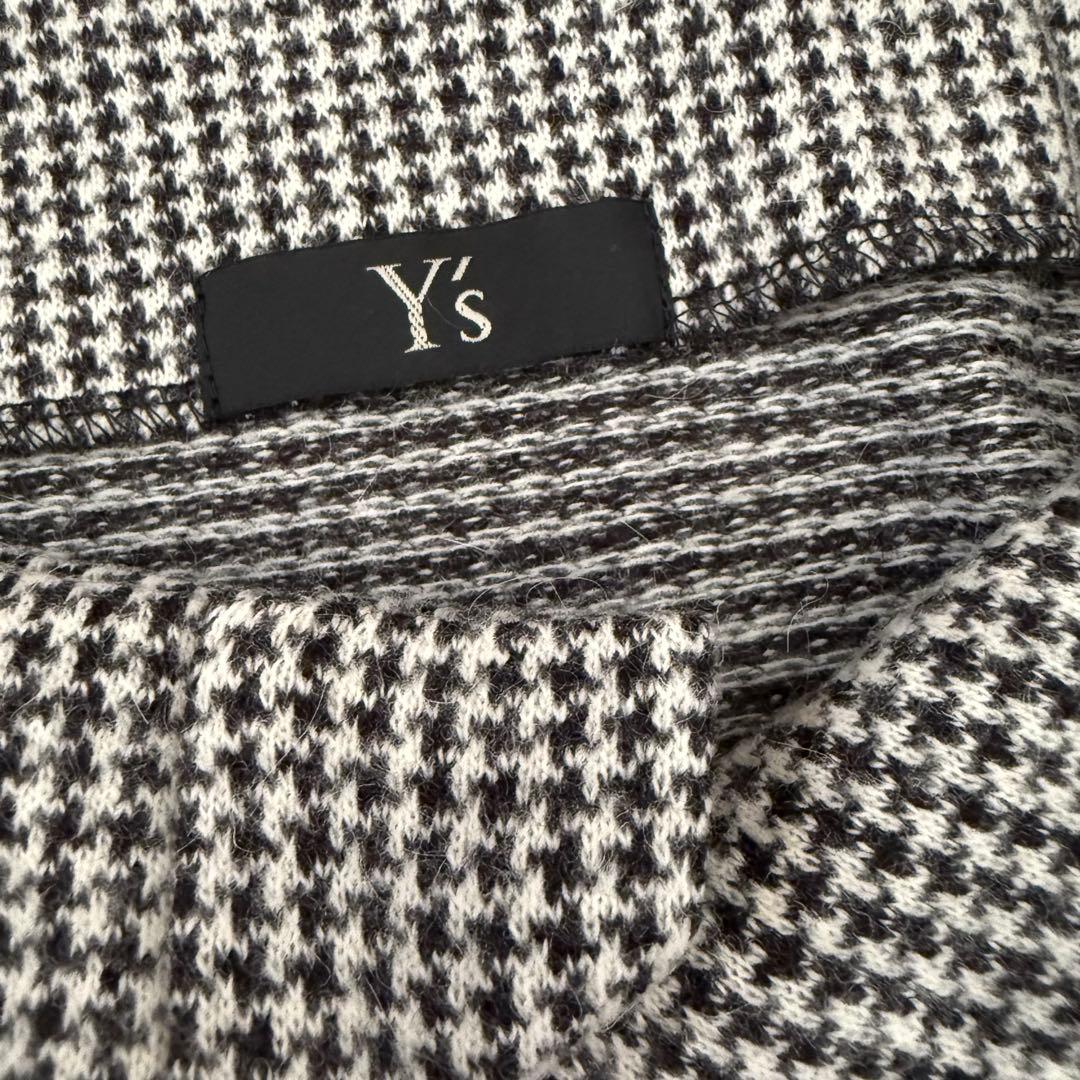 極美品★Y's★2023★ポンチョシルエット★千鳥格子ウールニットカーディガン★