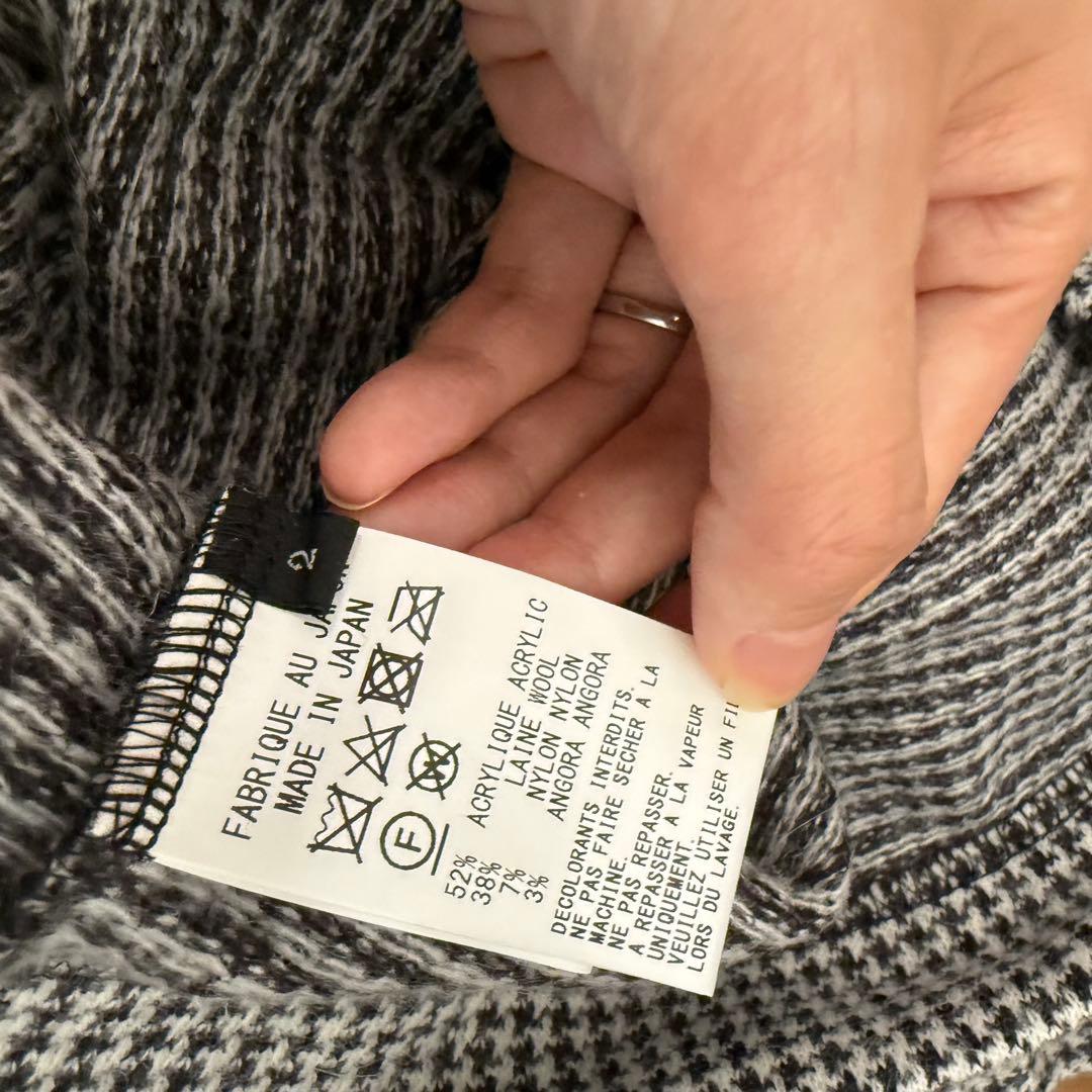 極美品★Y's★2023★ポンチョシルエット★千鳥格子ウールニットカーディガン★