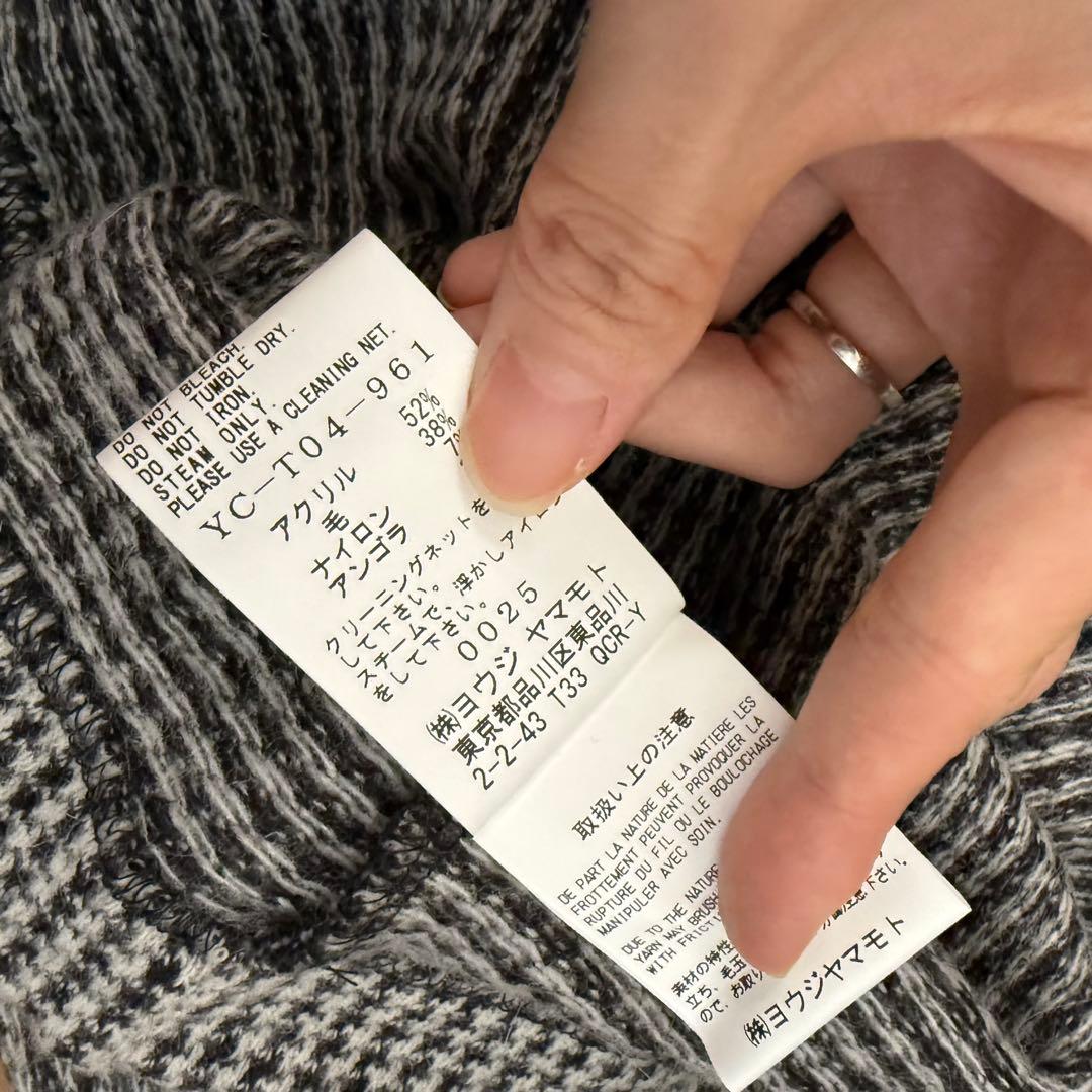 極美品★Y's★2023★ポンチョシルエット★千鳥格子ウールニットカーディガン★