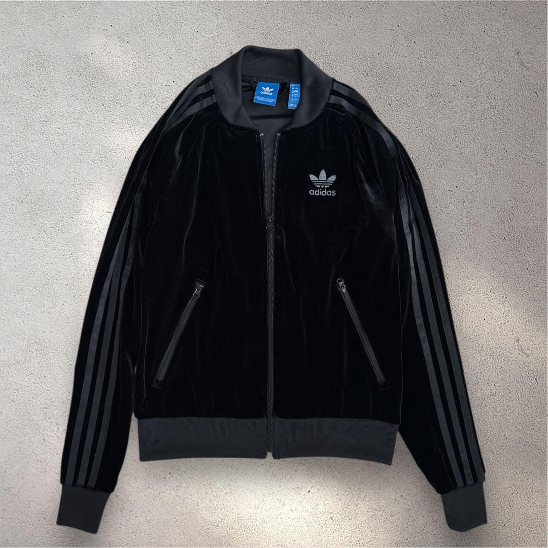 美品！adidas トラックジャケット ジップ 黒 平成 y2k ベロア