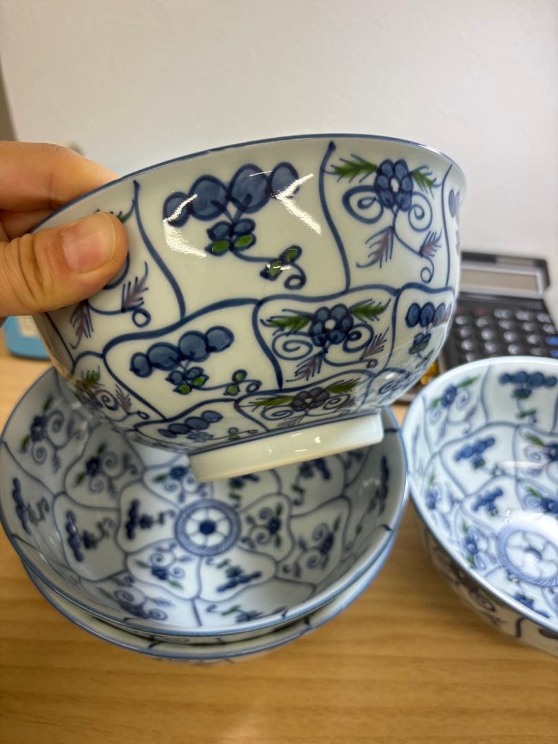 源右衛門窯　染錦なずな紋　麺鉢　源右衛門　4鉢おまとめセット