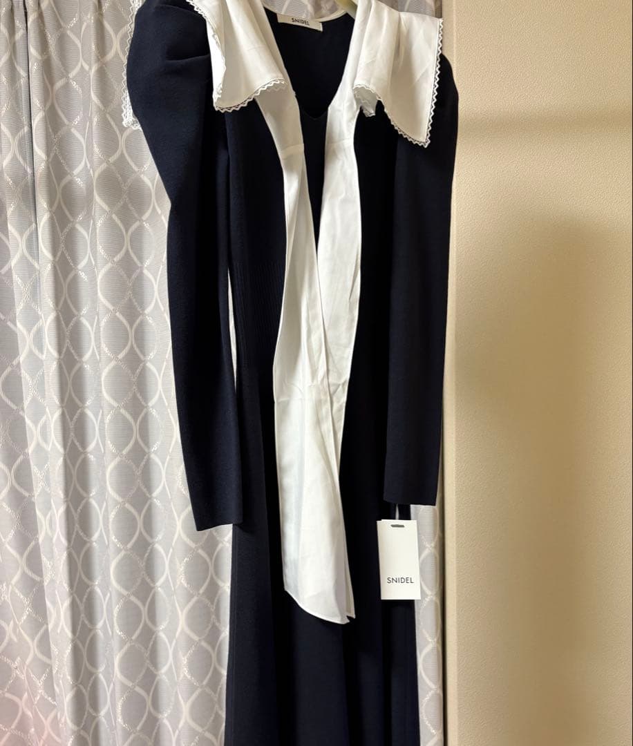 【タグ付き】スナイデル　セーラーカラーニットワンピース　ネイビー