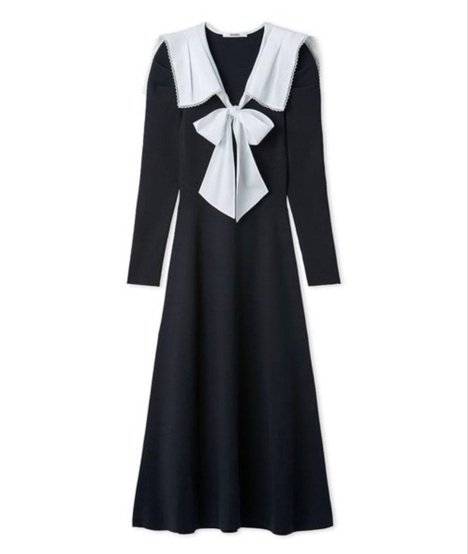 【タグ付き】スナイデル　セーラーカラーニットワンピース　ネイビー