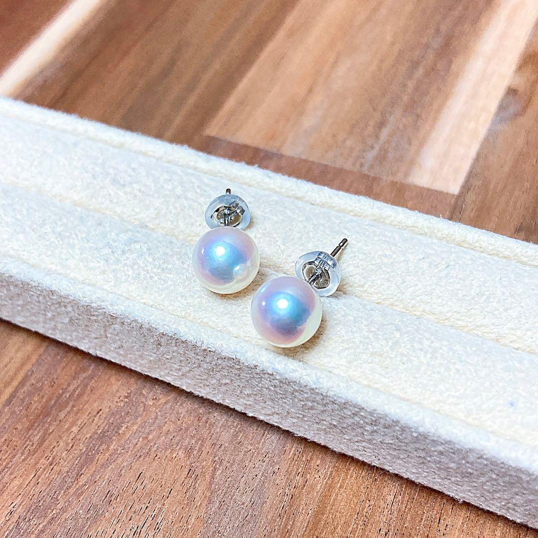 【新品・百貨店商品／総本店】1957出た！ブルーピンク天女級PTアコヤ真珠ピアス