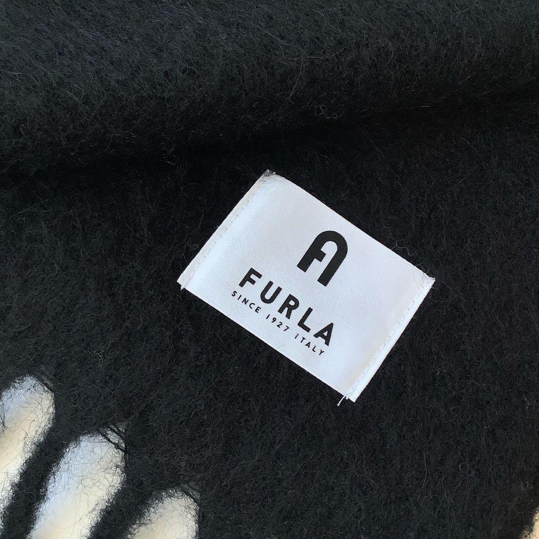 新品★FURLA★フルラB＆Wボリューム マフラー★アルパカ ウール★日本製★黒